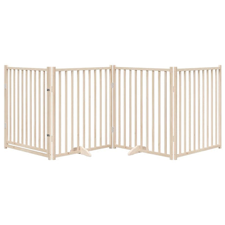 VidaXL hundelåge med dør foldbar 4 paneler 320 cm massiv fyrretræ