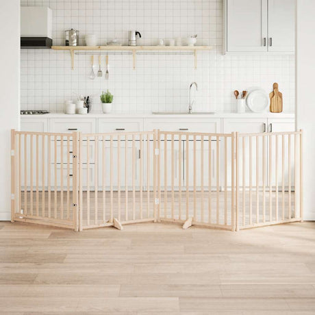 VidaXL hundelåge med dør foldbar 4 paneler 320 cm massiv fyrretræ