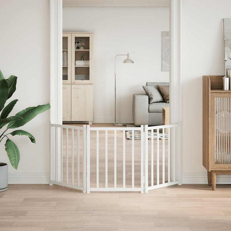 Vidaxl foldbar hundelåge 3 paneler 150 cm massiv fyrretræ hvid