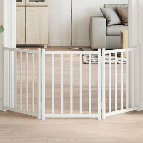 Vidaxl foldbar hundelåge 3 paneler 150 cm massiv fyrretræ hvid