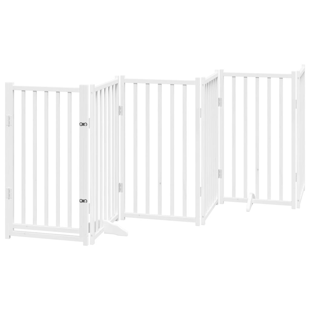 Vidaxl foldbar hundelåge 6 paneler 300 cm massiv fyrretræ hvid