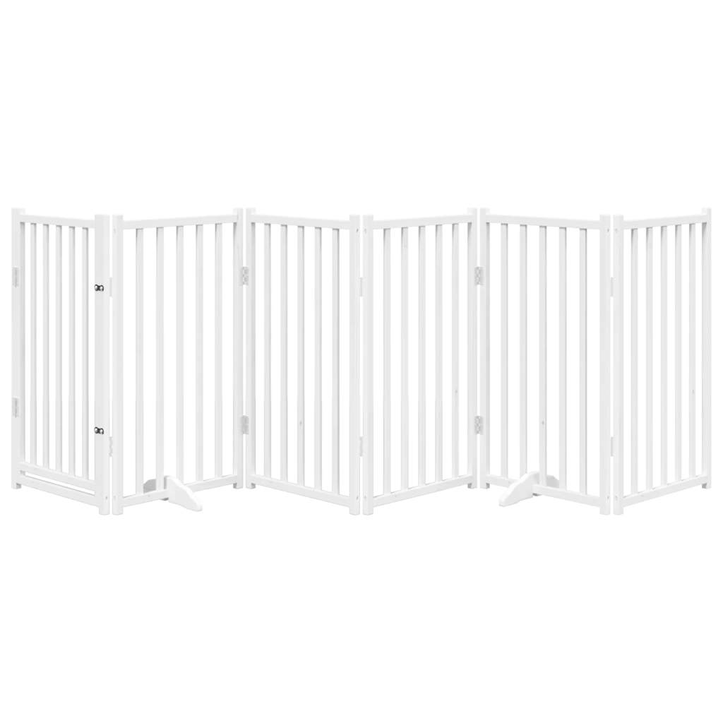 Vidaxl foldbar hundelåge 6 paneler 300 cm massiv fyrretræ hvid