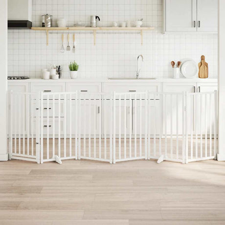 Vidaxl foldbar hundelåge 6 paneler 300 cm massiv fyrretræ hvid