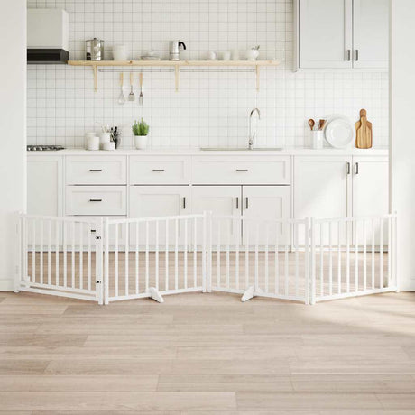 Vidaxl foldbar hundelåge 4 paneler 320 cm massiv fyrretræ hvid