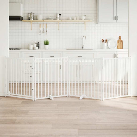 Vidaxl foldbar hundelåge 4 paneler 320 cm massiv fyrretræ hvid