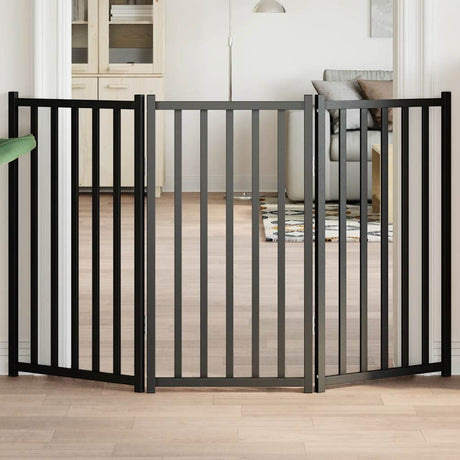 Vidaxl foldbar hundelåge 3 paneler 150 cm massiv fyrretræ sort