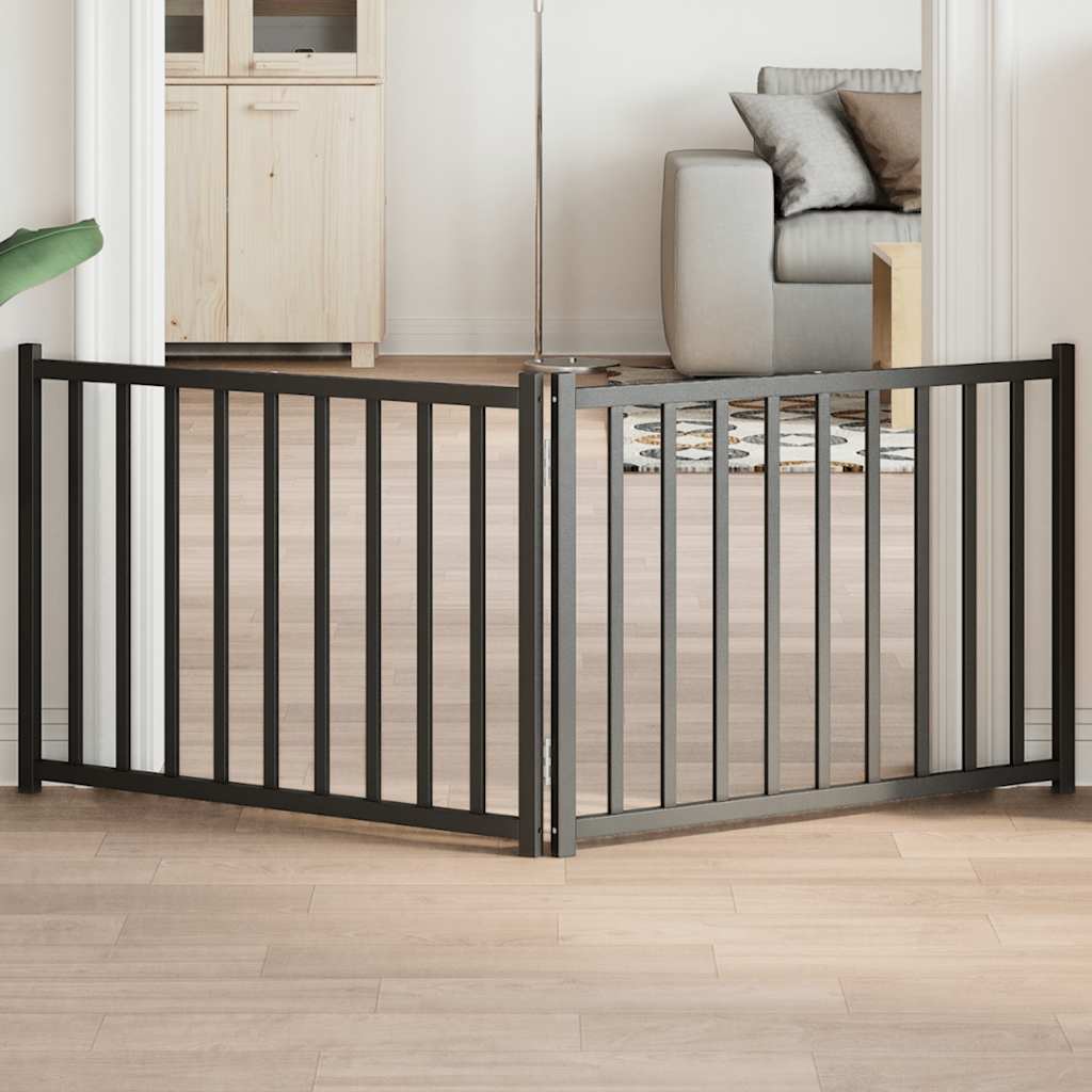 Vidaxl foldbar hundelåge 2 paneler 160 cm massiv fyrretræ sort