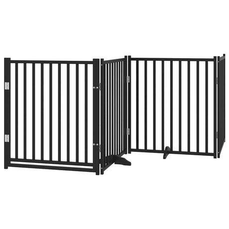 Vidaxl foldbar hundelåge 4 paneler 320 cm massiv fyrretræ sort