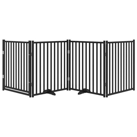 Vidaxl foldbar hundelåge 4 paneler 320 cm massiv fyrretræ sort