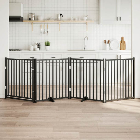 Vidaxl foldbar hundelåge 4 paneler 320 cm massiv fyrretræ sort
