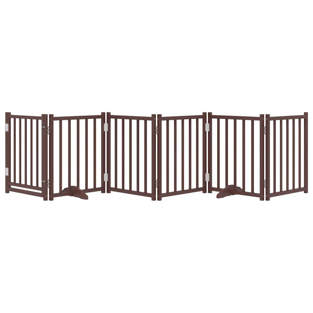 Vidaxl foldbar hundelåge 6 paneler 300cm massiv fyrretræ brun eg