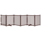 Vidaxl foldbar hundelåge 6 paneler 300cm massiv fyrretræ brun eg