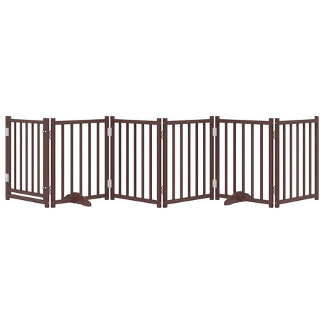 Vidaxl foldbar hundelåge 6 paneler 300cm massiv fyrretræ brun eg