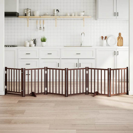 Vidaxl foldbar hundelåge 6 paneler 300cm massiv fyrretræ brun eg