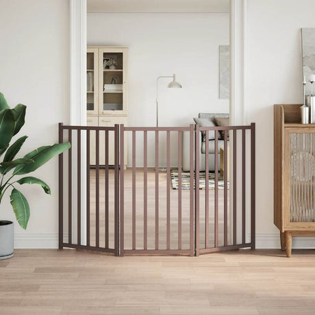 Vidaxl foldbar hundelåge 3 paneler 150cm massiv fyrretræ brun eg