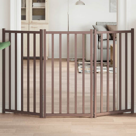 Vidaxl foldbar hundelåge 3 paneler 150cm massiv fyrretræ brun eg