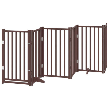 Vidaxl foldbar hundelåge 6 paneler 300cm massiv fyrretræ brun eg