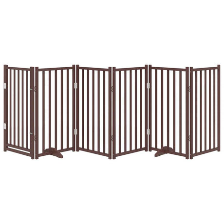 Vidaxl foldbar hundelåge 6 paneler 300cm massiv fyrretræ brun eg