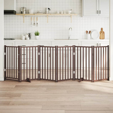 Vidaxl foldbar hundelåge 6 paneler 300cm massiv fyrretræ brun eg