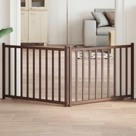 Vidaxl foldbar hundelåge 2 paneler 160cm massiv fyrretræ brun eg