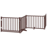 Vidaxl foldbar hundelåge 4 paneler 320cm massiv fyrretræ brun eg