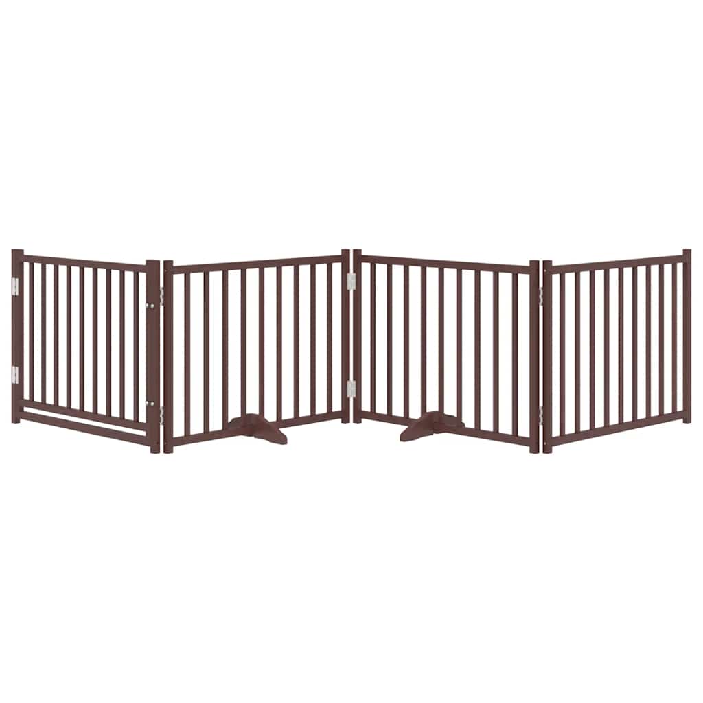 Vidaxl foldbar hundelåge 4 paneler 320cm massiv fyrretræ brun eg