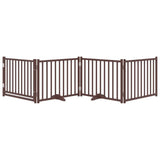 Vidaxl foldbar hundelåge 4 paneler 320cm massiv fyrretræ brun eg