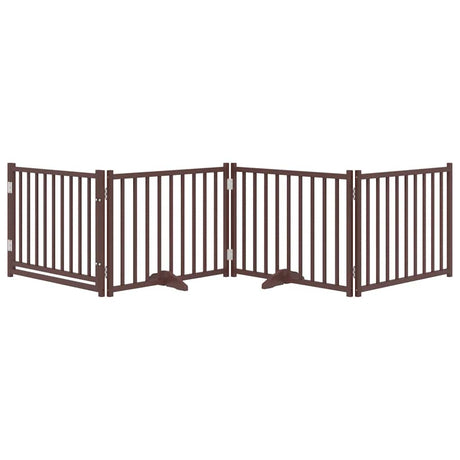 Vidaxl foldbar hundelåge 4 paneler 320cm massiv fyrretræ brun eg