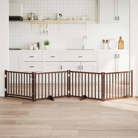 Vidaxl foldbar hundelåge 4 paneler 320cm massiv fyrretræ brun eg