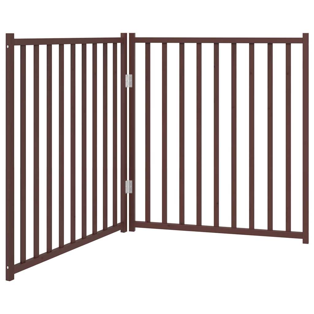 Vidaxl foldbar hundelåge 2 paneler 160cm massiv fyrretræ brun eg