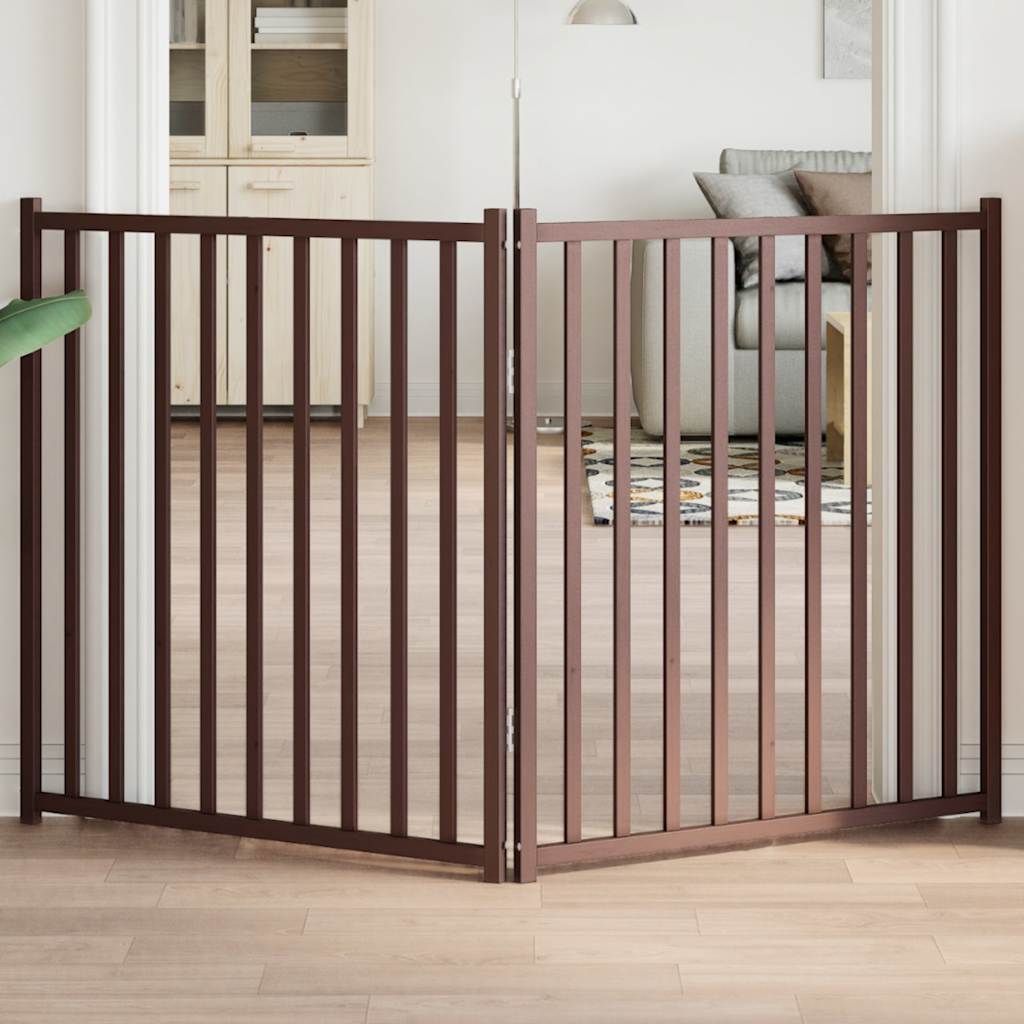 Vidaxl foldbar hundelåge 2 paneler 160cm massiv fyrretræ brun eg