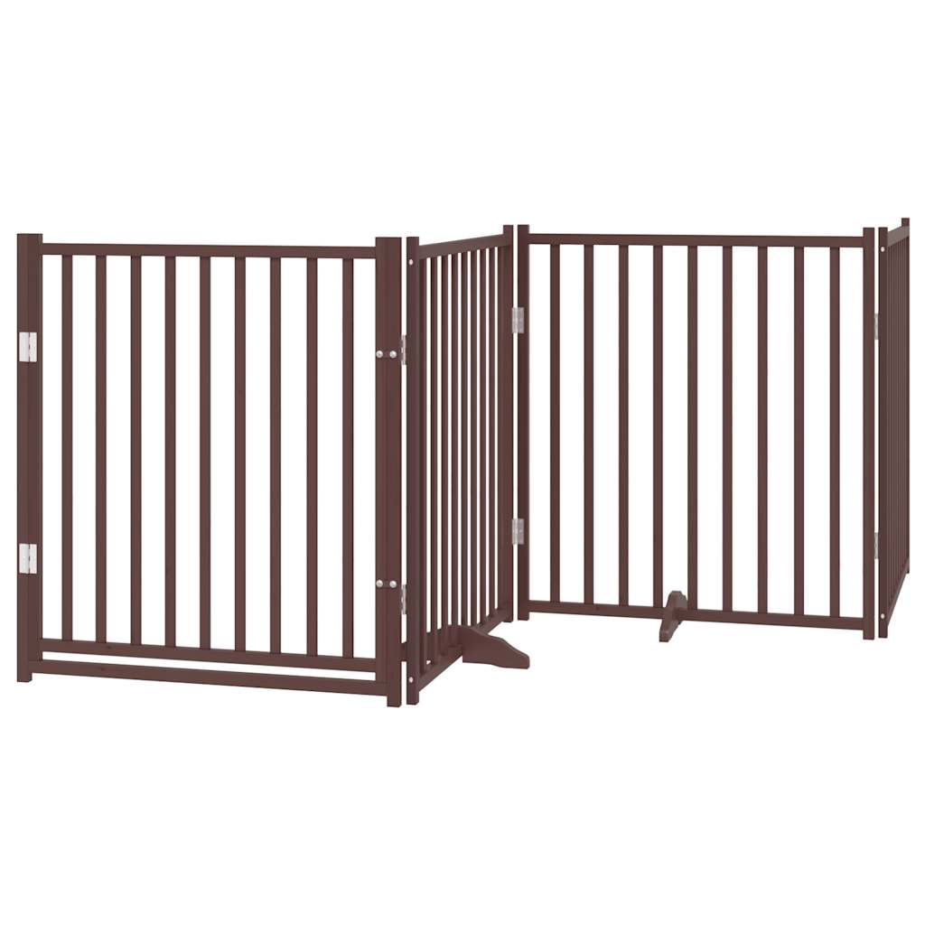 Vidaxl foldbar hundelåge 4 paneler 320cm massiv fyrretræ brun eg