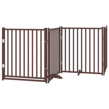 Vidaxl foldbar hundelåge 4 paneler 320cm massiv fyrretræ brun eg