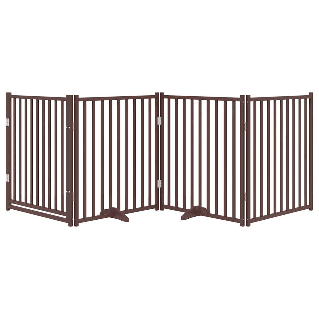 Vidaxl foldbar hundelåge 4 paneler 320cm massiv fyrretræ brun eg