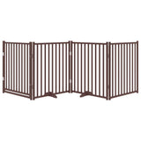 Vidaxl foldbar hundelåge 4 paneler 320cm massiv fyrretræ brun eg