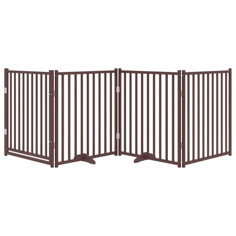 Vidaxl foldbar hundelåge 4 paneler 320cm massiv fyrretræ brun eg