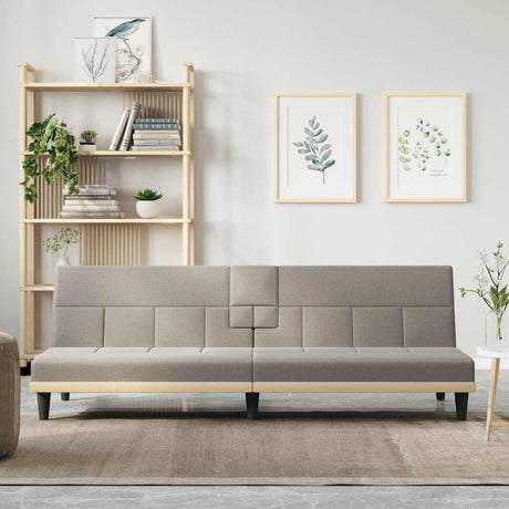 Vidaxl slaapbank met bekerhouders stof taupe