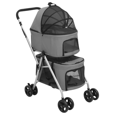 Vidaxl hundebil 2-lags sammenfoldelig 83x48x97 cm Oxford stof grå