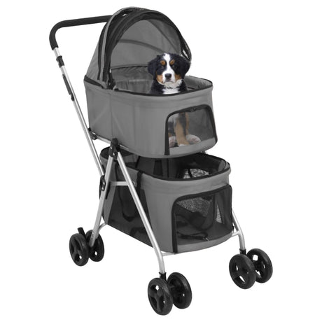Vidaxl hundebil 2-lags sammenfoldelig 83x48x97 cm Oxford stof grå