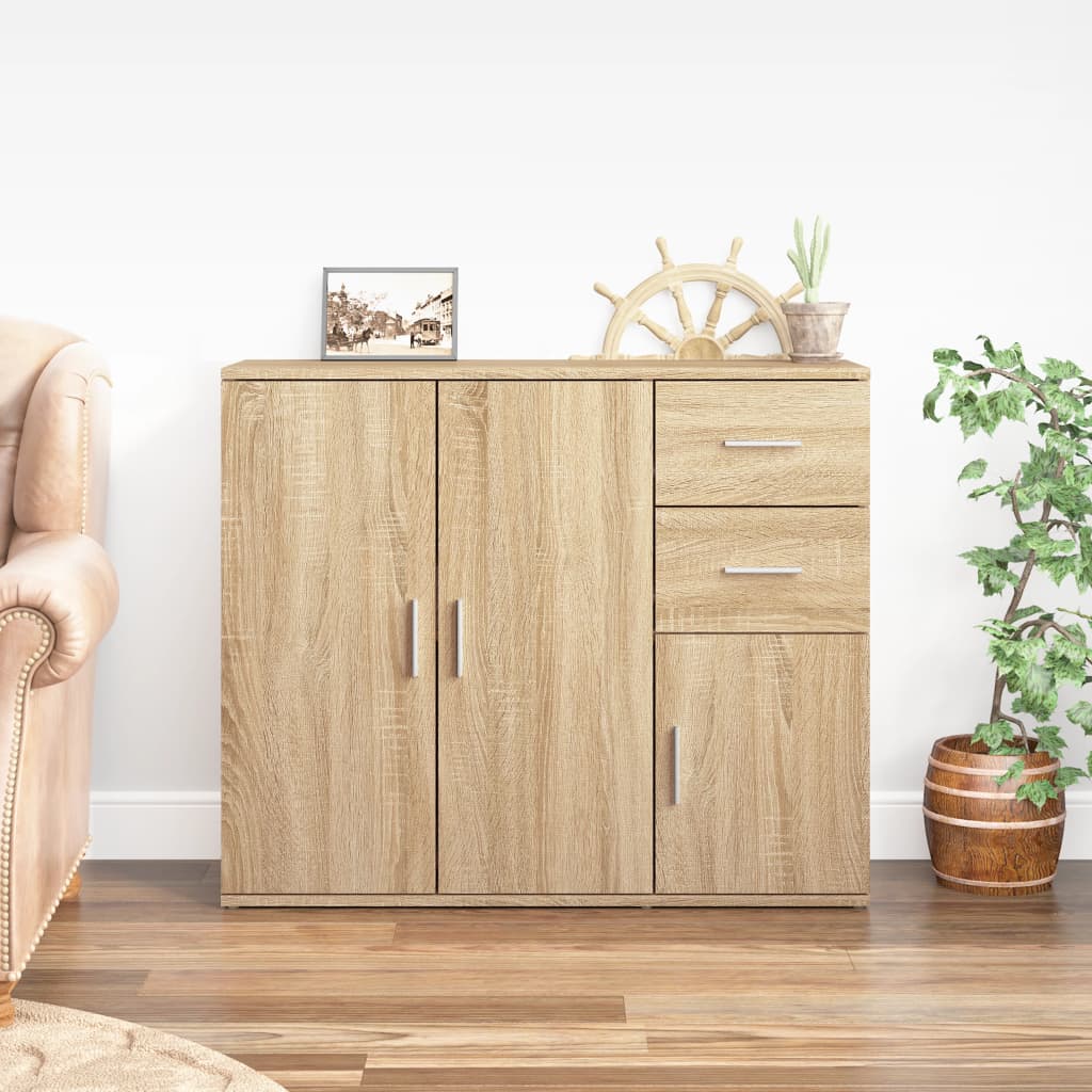 Vidaxl dressoir sonoma eiken 91x29,5x75 cm bewerkt hout