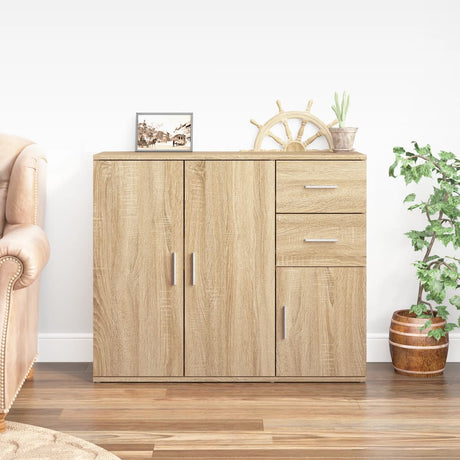Vidaxl dressoir sonoma eiken 91x29,5x75 cm bewerkt hout