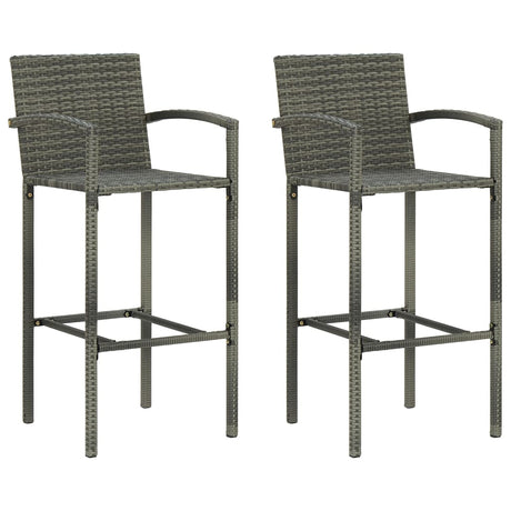Vidaxl barkrukken 2 st poly rattan grijs