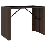 Vidaxl bartafel met glazen blad 145x80x110 cm poly rattan bruin