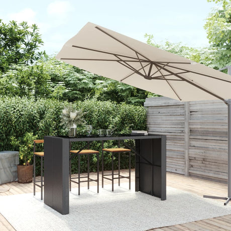 Vidaxl bartafel met glazen blad 185x80x110 cm poly rattan zwart