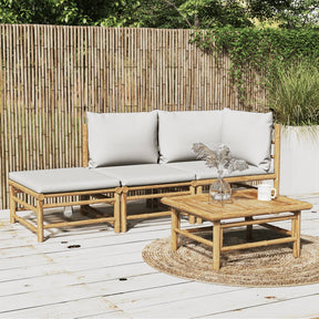 Vidaxl 3-delige loungeset met kussens bamboe lichtgrijs
