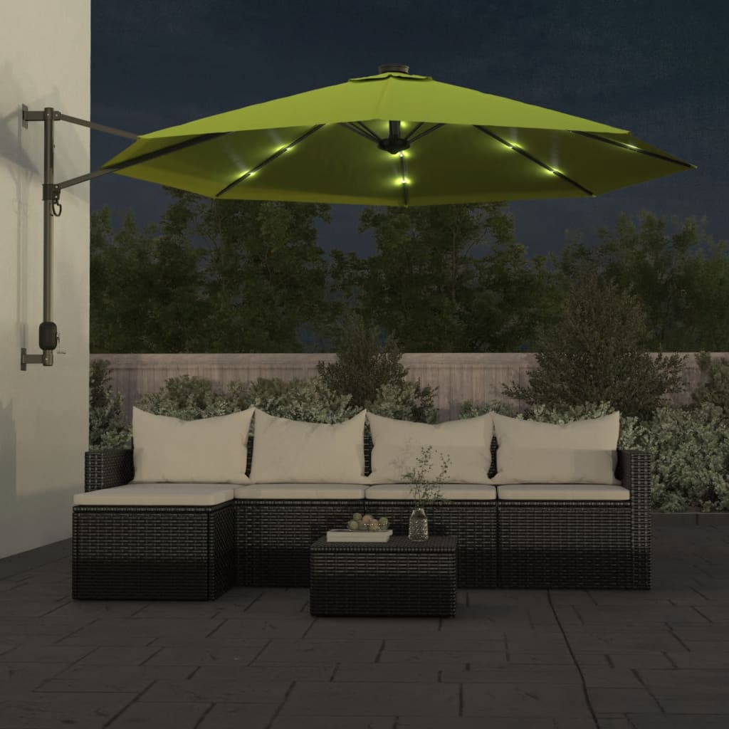Vidaxl vægparasol med LED'er 290 cm Apple Green