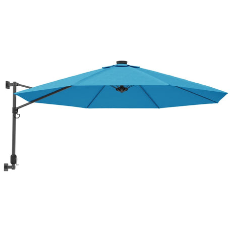 Vidaxl vægparasol med LED'er 290 cm havblå