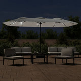 Vidaxx parasol dobbelttag med LED 449x265 cm sandhvid
