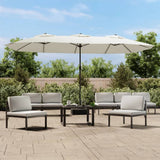 Vidaxx parasol dobbelttag med LED 449x265 cm sandhvid