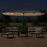 Vidaxx parasol dobbelttag med LED 449x265 cm taupe